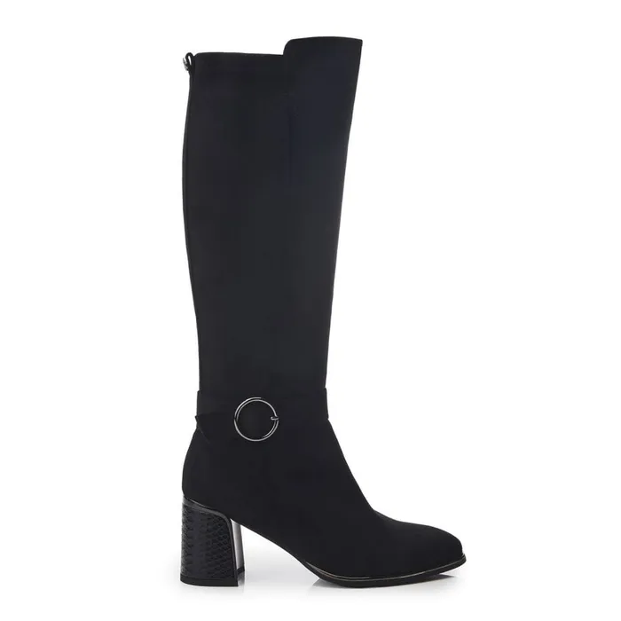 Knee High Boots Women Moda In Pelle Shantel Black Alcantara