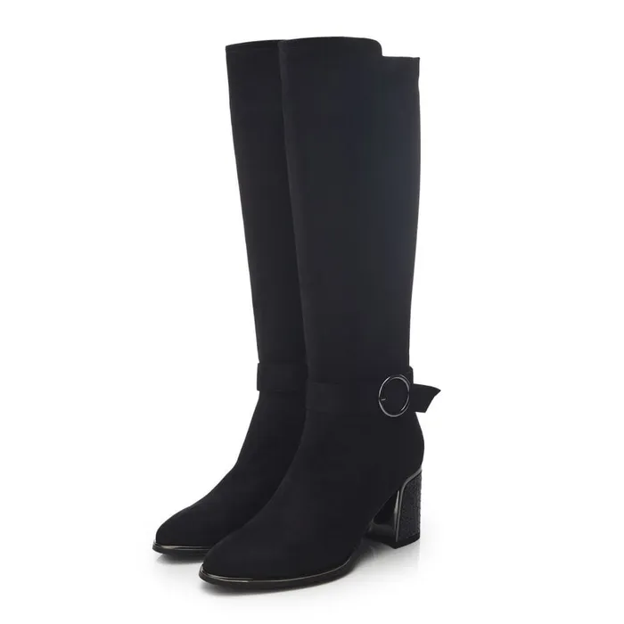 Knee High Boots Women Moda In Pelle Shantel Black Alcantara