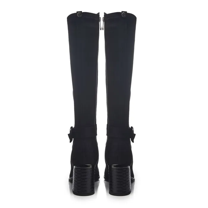 Knee High Boots Women Moda In Pelle Shantel Black Alcantara