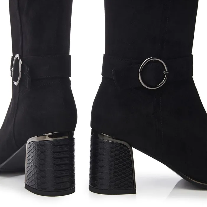 Knee High Boots Women Moda In Pelle Shantel Black Alcantara