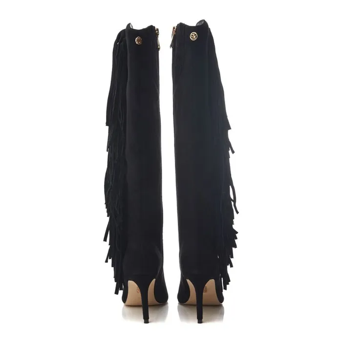 Knee High Boots Women Moda In Pelle Toulon Black Alcantara