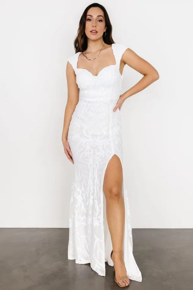 Kylene Sequin Maxi Gown White Women Baltic Born Bridal