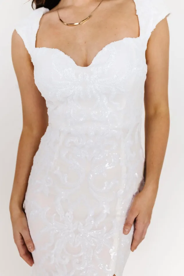 Kylene Sequin Maxi Gown White Women Baltic Born Bridal Kylene Sequin Maxi Gown White Women Baltic Born Bridal