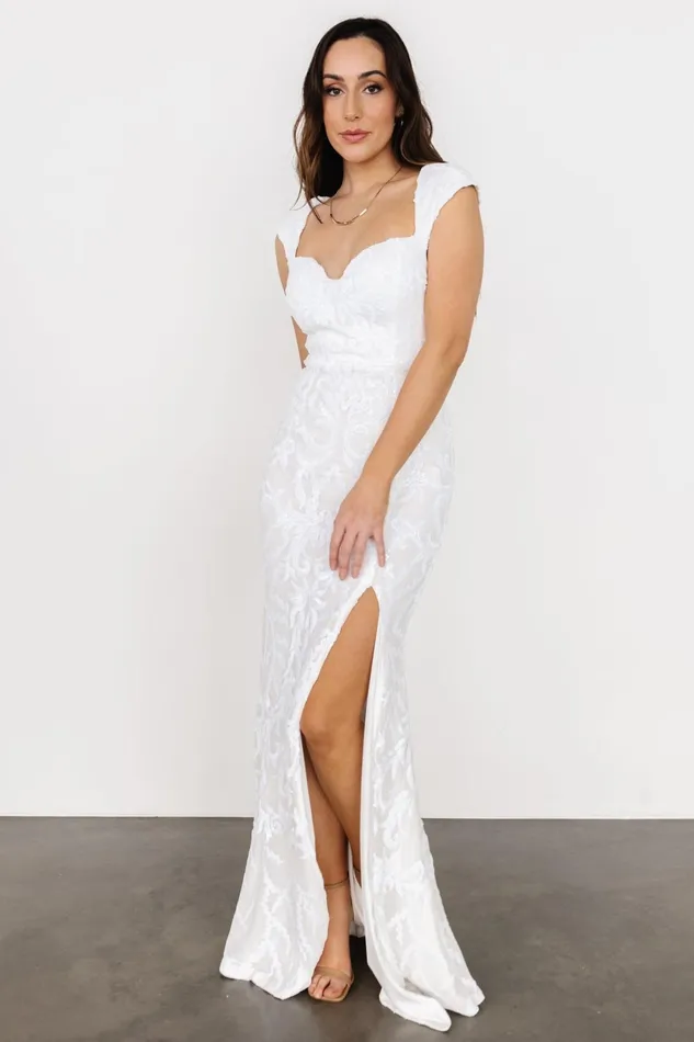 Kylene Sequin Maxi Gown White Women Baltic Born Bridal Kylene Sequin Maxi Gown White Women Baltic Born Bridal