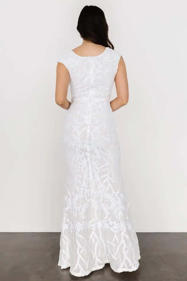 Kylene Sequin Maxi Gown White Women Baltic Born Bridal Kylene Sequin Maxi Gown White Women Baltic Born Bridal
