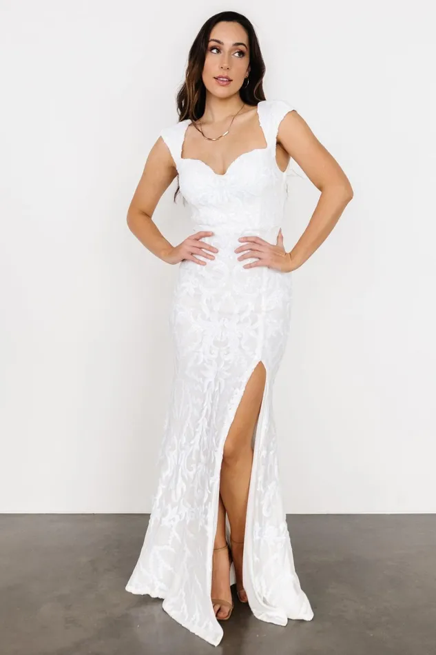 Kylene Sequin Maxi Gown White Women Baltic Born Bridal Kylene Sequin Maxi Gown White Women Baltic Born Bridal