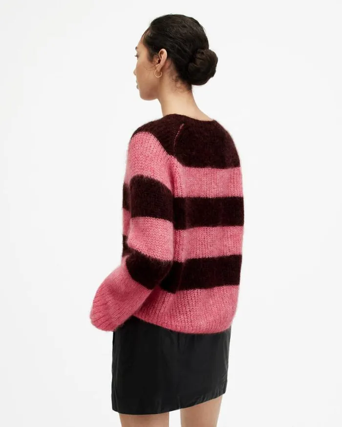 Lana Brushed Striped Sweater Poppy Pinkred Women AllSaints Sweaters