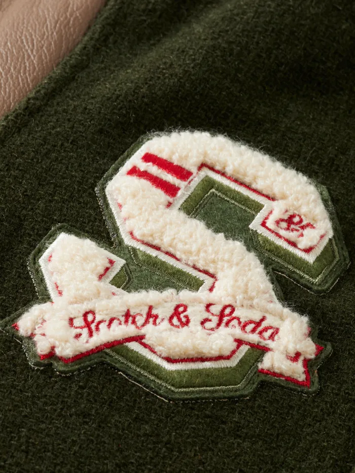 LEATHER VARSITY JACKET Heritage Green Kids Scotch and Soda Jackets and Coats LEATHER VARSITY JACKET Heritage Green Kids Scotch and Soda Jackets and Coats