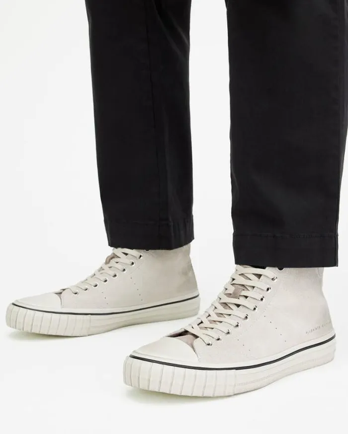 Lewis Lace Up Leather High Top Sneakers Chalk White Men AllSaints Shoes and Boots Lewis Lace Up Leather High Top Sneakers Chalk White Men AllSaints Shoes and Boots