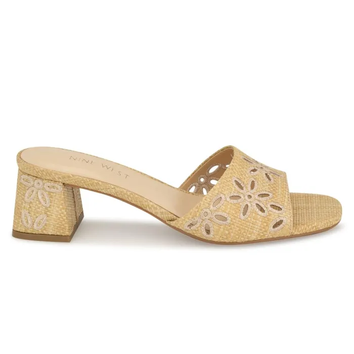 Lidey Eyelet Slide Sandals Natural Women Nine West Dress