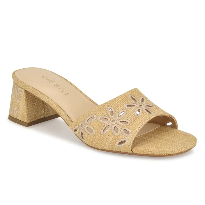 Lidey Eyelet Slide Sandals Natural Women Nine West Dress Lidey Eyelet Slide Sandals Natural Women Nine West Dress