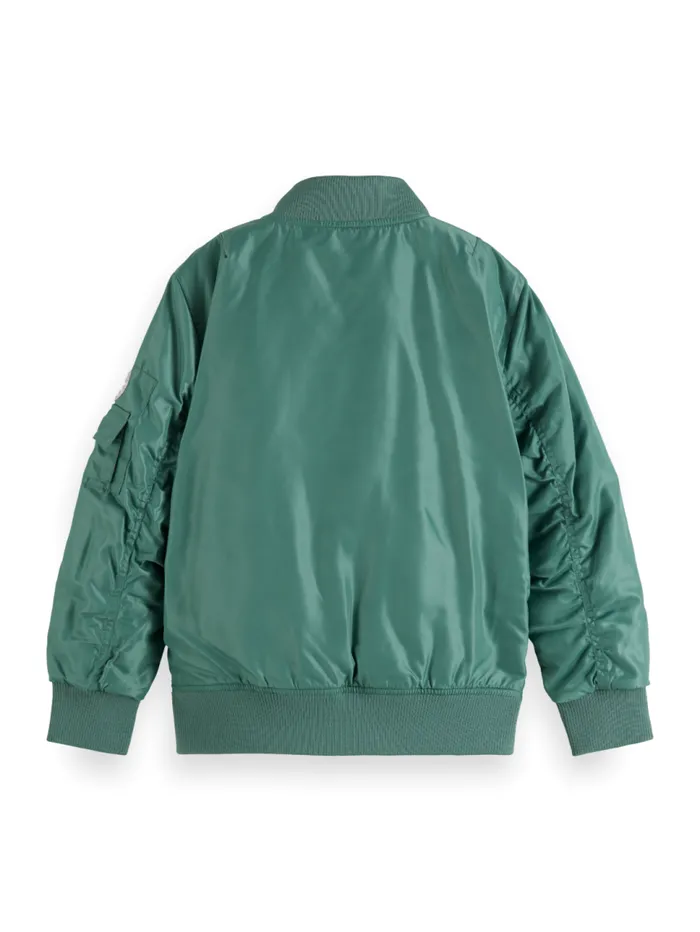 LIGHT WEIGHT PADDED OVERSIZED BOMBER JACKET Wisdom Green Kids Scotch and Soda Jackets and Coats LIGHT WEIGHT PADDED OVERSIZED BOMBER JACKET Wisdom Green Kids Scotch and Soda Jackets and Coats