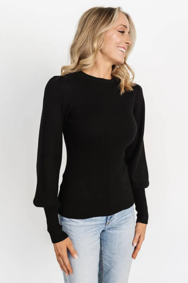 Lilou Rib Knit Sweater Black Women Baltic Born Sweaters