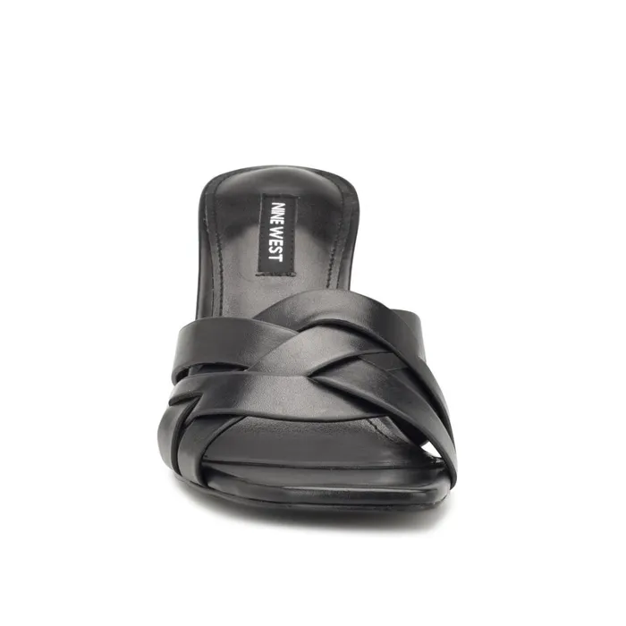 Linette Heeled Slide Sandals Black Women Nine West Mid Heels Linette Heeled Slide Sandals Black Women Nine West Mid Heels