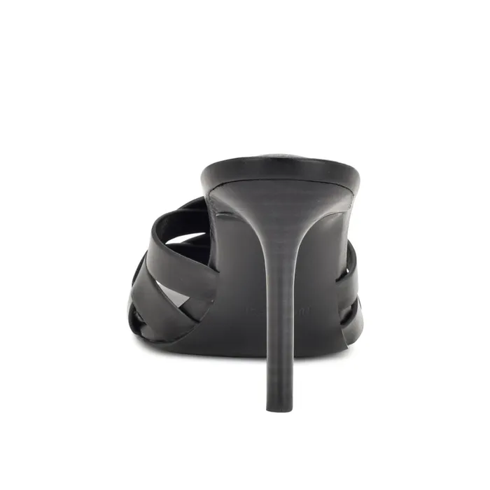 Linette Heeled Slide Sandals Black Women Nine West Mid Heels Linette Heeled Slide Sandals Black Women Nine West Mid Heels