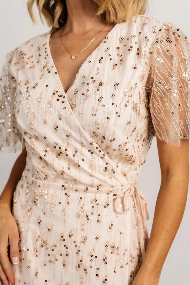 Liza Sequin Wrap Maxi Dress Rose Gold Women Baltic Born Tulle Styles Liza Sequin Wrap Maxi Dress Rose Gold Women Baltic Born Tulle Styles