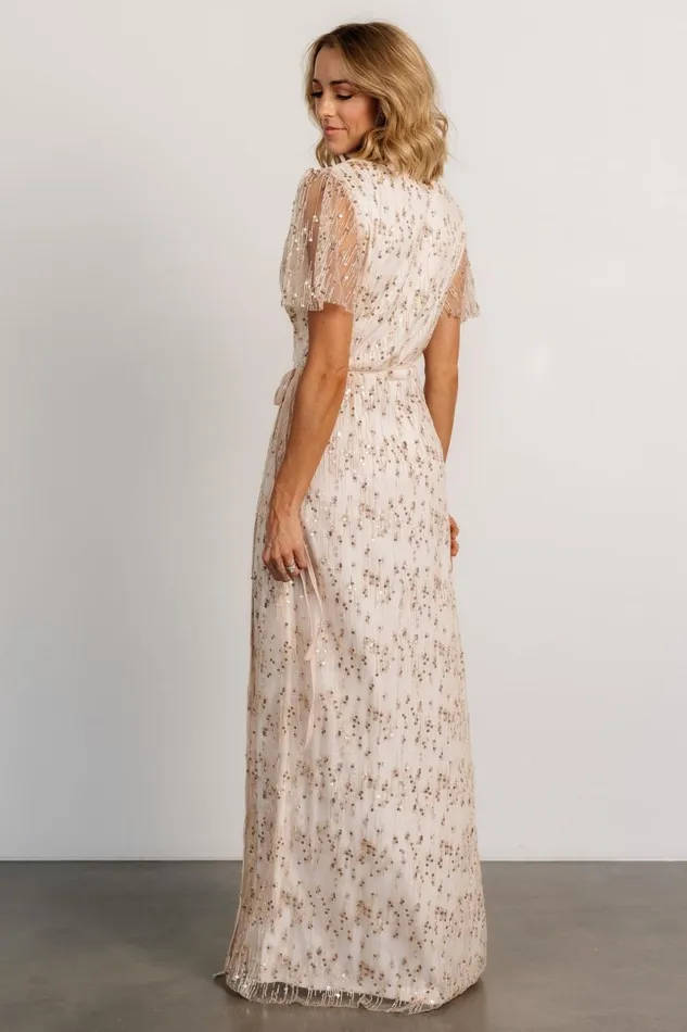Liza Sequin Wrap Maxi Dress Rose Gold Women Baltic Born Tulle Styles Liza Sequin Wrap Maxi Dress Rose Gold Women Baltic Born Tulle Styles