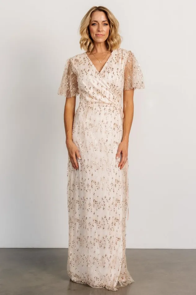 Liza Sequin Wrap Maxi Dress Rose Gold Women Baltic Born Tulle Styles Liza Sequin Wrap Maxi Dress Rose Gold Women Baltic Born Tulle Styles