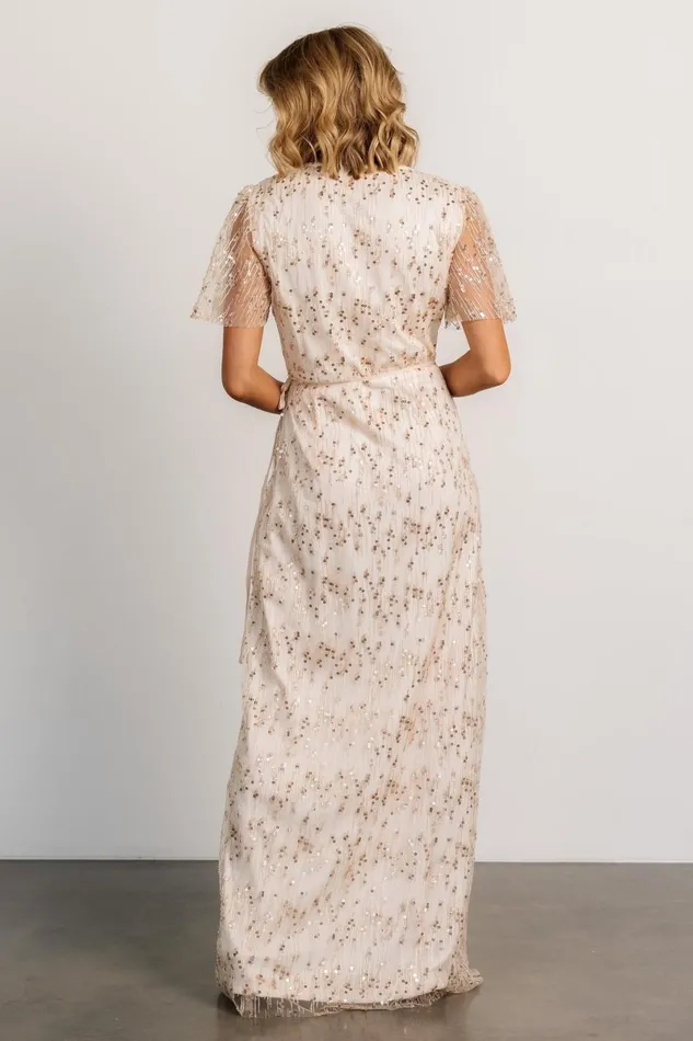 Liza Sequin Wrap Maxi Dress Rose Gold Women Baltic Born Tulle Styles Liza Sequin Wrap Maxi Dress Rose Gold Women Baltic Born Tulle Styles