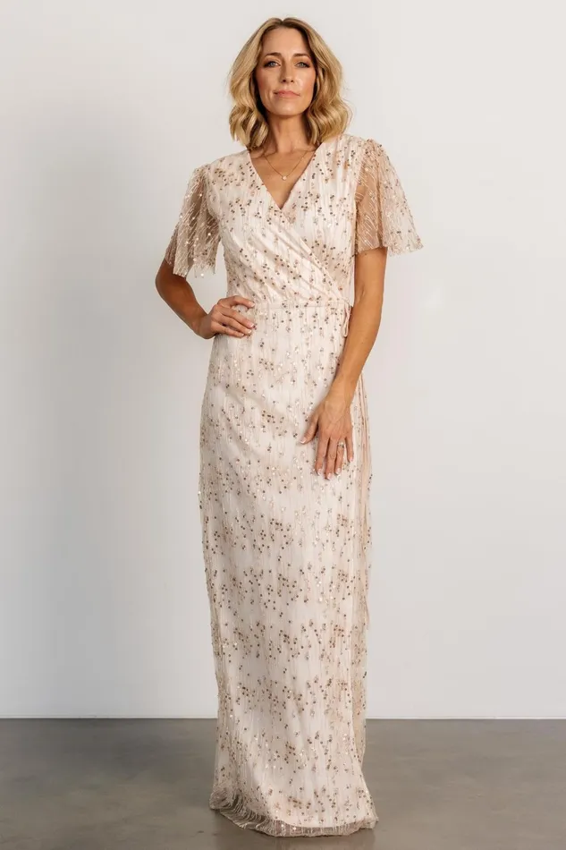 Liza Sequin Wrap Maxi Dress Rose Gold Women Baltic Born Tulle Styles Liza Sequin Wrap Maxi Dress Rose Gold Women Baltic Born Tulle Styles
