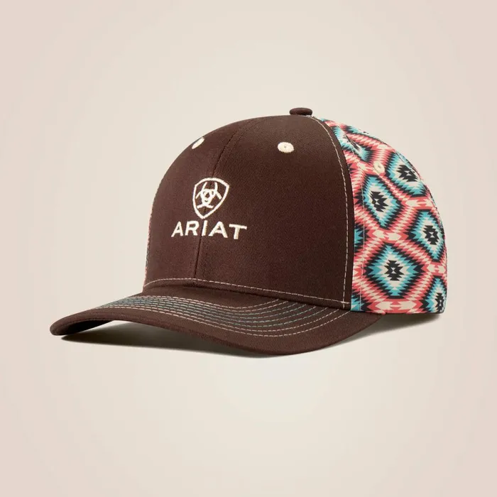 Logo Aztec Back Cap Brown Women Ariat Hats and Caps