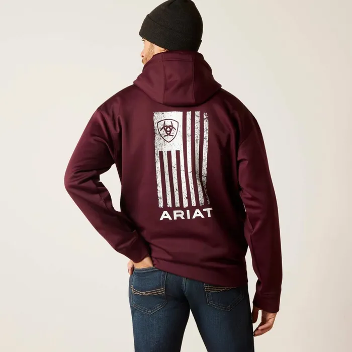 Logo Tek Fleece Hoodie Malbec Heather Men Ariat Sweatshirts and Hoodies