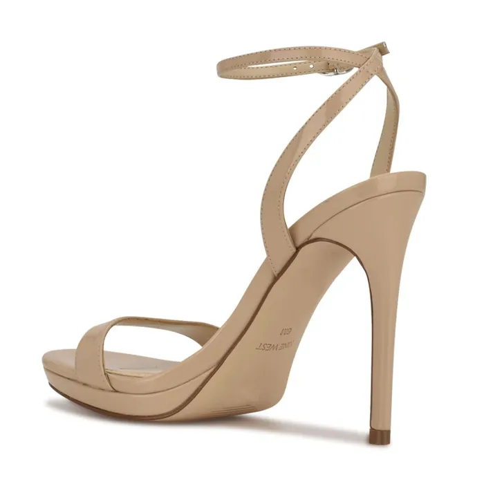 Loola Ankle Strap Sandals Light Latte Women Nine West Heeled Loola Ankle Strap Sandals Light Latte Women Nine West Heeled