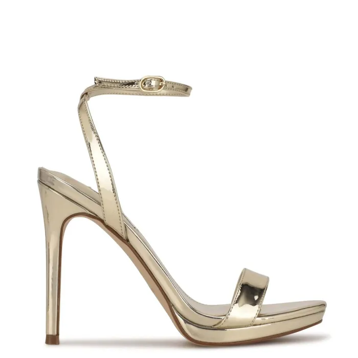Loola Ankle Strap Sandals Platino Women Nine West Heeled