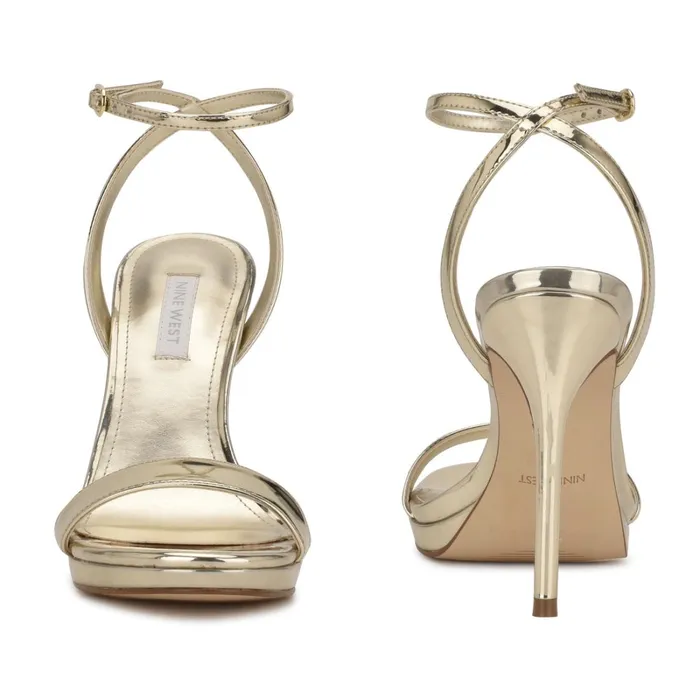 Loola Ankle Strap Sandals Platino Women Nine West Heeled Loola Ankle Strap Sandals Platino Women Nine West Heeled
