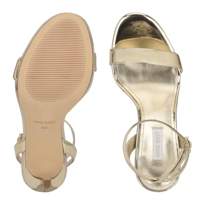 Loola Ankle Strap Sandals Platino Women Nine West Heeled Loola Ankle Strap Sandals Platino Women Nine West Heeled