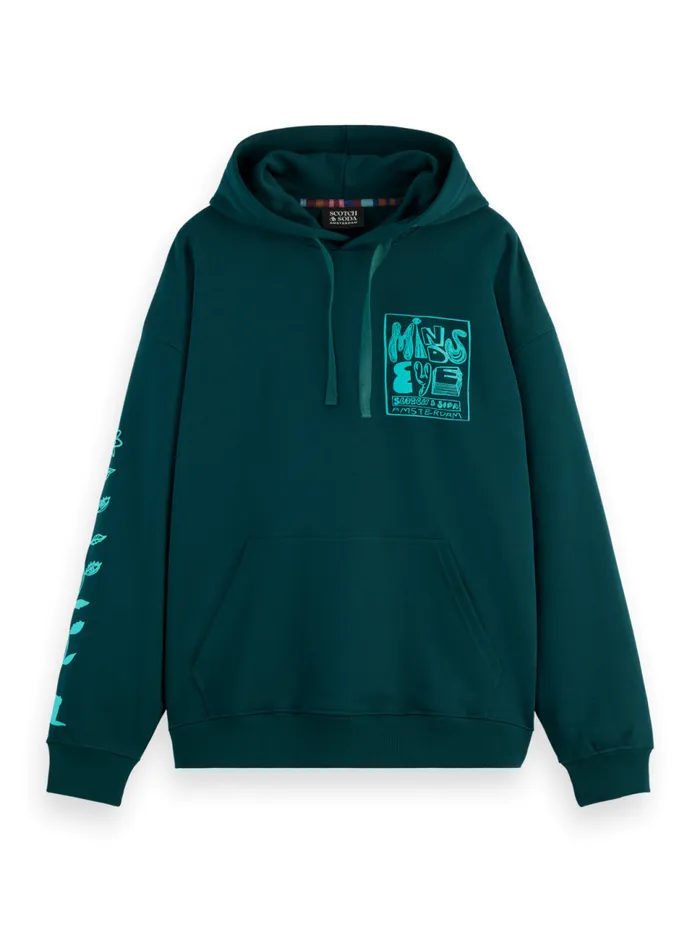 LOOSE FIT ARTWORK HOODIE Cypress Green Men Scotch and Soda Sweatshirts and Hoodies LOOSE FIT ARTWORK HOODIE Cypress Green Men Scotch and Soda Sweatshirts and Hoodies
