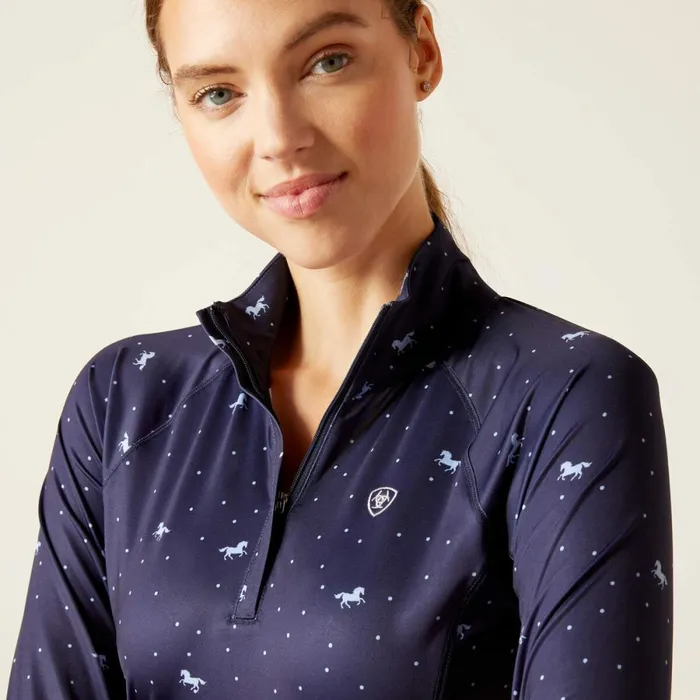 Lowell 20 14 Zip Baselayer Navy Ditsy Women Ariat TShirts and Tops Lowell 20 14 Zip Baselayer Navy Ditsy Women Ariat TShirts and Tops