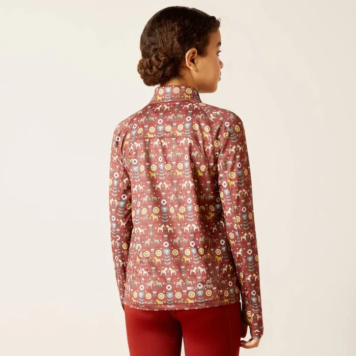 Lowell 20 14 Zip Baselayer Red Ochre Dala Horse Kids Ariat English Riding Clothing
