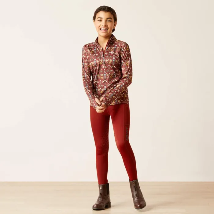 Lowell 20 14 Zip Baselayer Red Ochre Dala Horse Kids Ariat English Riding Clothing