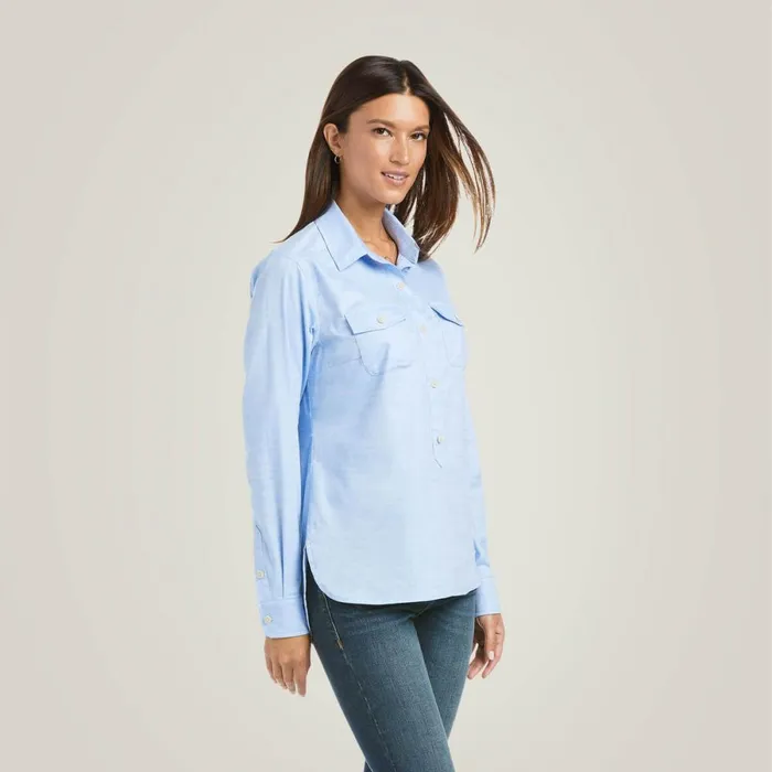 Loyola Popover Shirt Chambray Blue Women Ariat TShirts and Tops