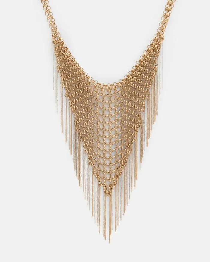 Lucila Two Tone Fringed Necklace Wrm Braswrm Slver Women AllSaints Jewelry
