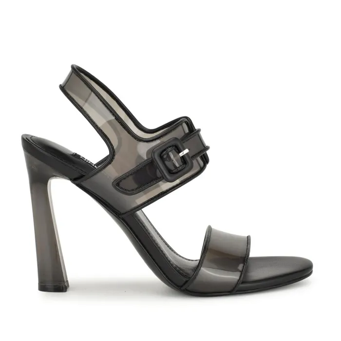 Lucile Clear Strappy Sandals Black Women Nine West High Heels