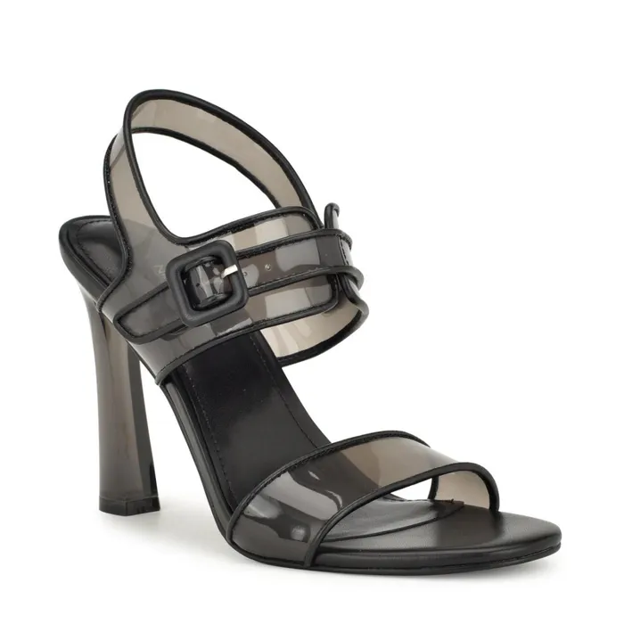 Lucile Clear Strappy Sandals Black Women Nine West High Heels Lucile Clear Strappy Sandals Black Women Nine West High Heels