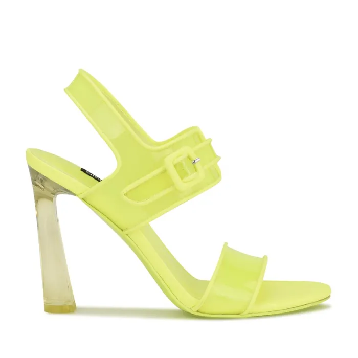 Lucile Clear Strappy Sandals Yellow Women Nine West Heeled
