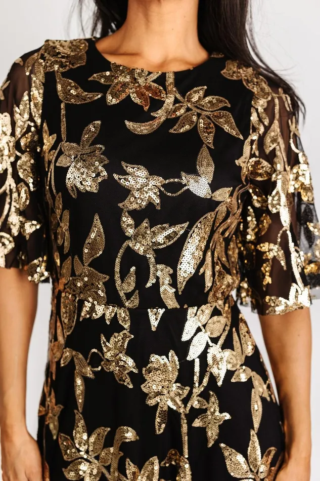 Lucy Sequin Dress Black Gold Women Baltic Born Mother Of The Bride Lucy Sequin Dress Black Gold Women Baltic Born Mother Of The Bride