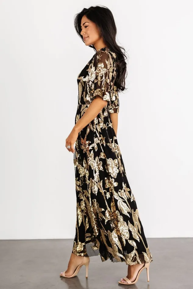 Lucy Sequin Dress Black Gold Women Baltic Born Mother Of The Bride Lucy Sequin Dress Black Gold Women Baltic Born Mother Of The Bride