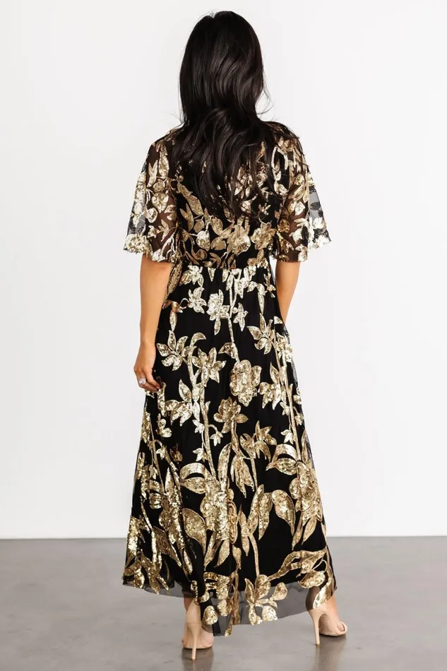 Lucy Sequin Dress Black Gold Women Baltic Born Mother Of The Bride Lucy Sequin Dress Black Gold Women Baltic Born Mother Of The Bride