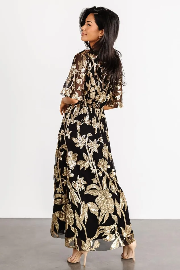 Lucy Sequin Dress Black Gold Women Baltic Born Mother Of The Bride Lucy Sequin Dress Black Gold Women Baltic Born Mother Of The Bride
