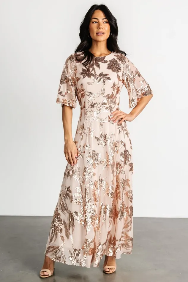 Lucy Sequin Dress Rose Gold Women Baltic Born Mother Of The Bride