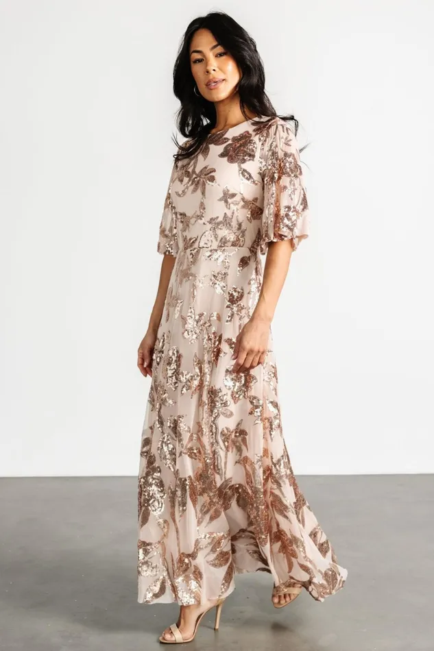 Lucy Sequin Dress Rose Gold Women Baltic Born Mother Of The Bride Lucy Sequin Dress Rose Gold Women Baltic Born Mother Of The Bride