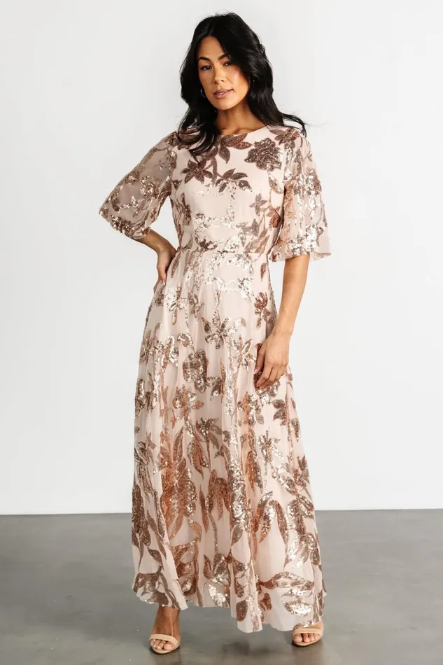 Lucy Sequin Dress Rose Gold Women Baltic Born Mother Of The Bride Lucy Sequin Dress Rose Gold Women Baltic Born Mother Of The Bride