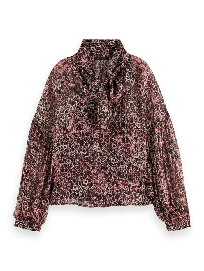 LUREX TOP WITH BOW NECK Evening Black Women Scotch and Soda Blouses and Shirts LUREX TOP WITH BOW NECK Evening Black Women Scotch and Soda Blouses and Shirts