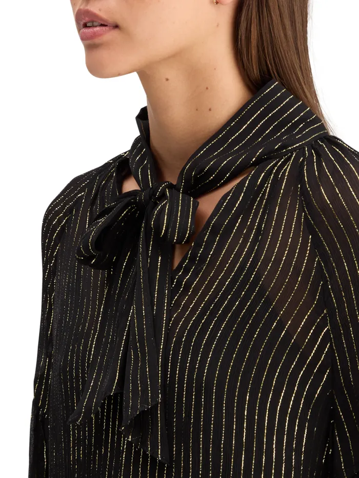 LUREX TOP WITH BOW NECK Evening Black Women Scotch and Soda Blouses and Shirts LUREX TOP WITH BOW NECK Evening Black Women Scotch and Soda Blouses and Shirts