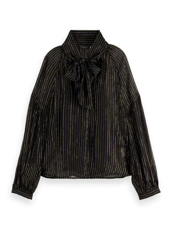LUREX TOP WITH BOW NECK Evening Black Women Scotch and Soda Blouses and Shirts LUREX TOP WITH BOW NECK Evening Black Women Scotch and Soda Blouses and Shirts