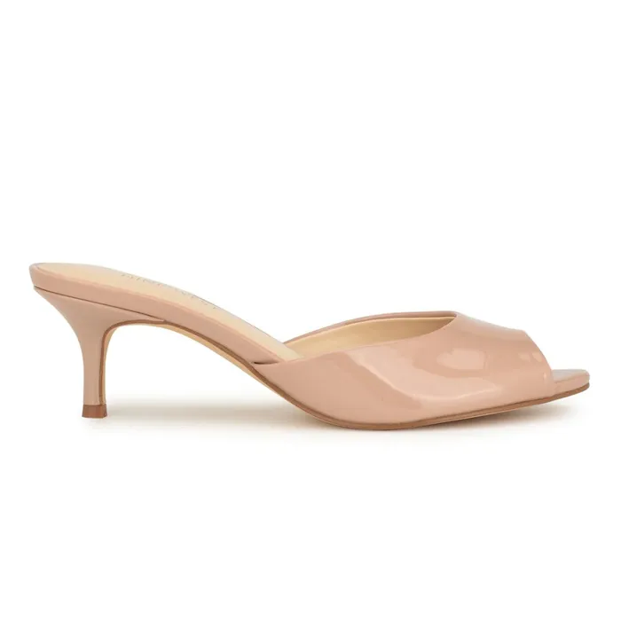 Luvlie Heeled Slide Sandals Natural Patent Women Nine West Dress